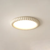 Ripple Ribbed Halo LED Ceiling Light Modern Textured Resin Flush Mount Fixture