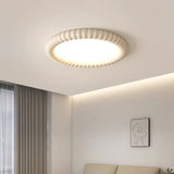 Ripple Ribbed Halo LED Ceiling Light Modern Textured Resin Flush Mount Fixture