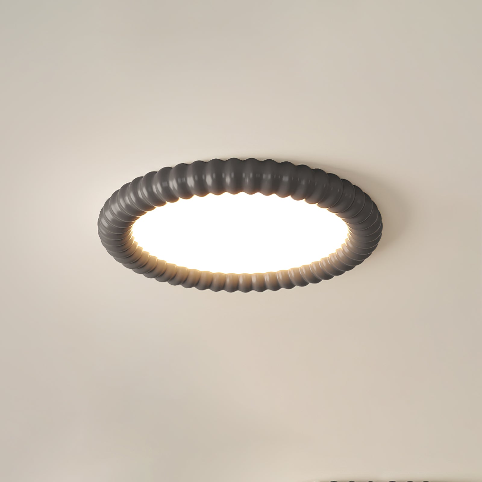 Ripple Ribbed Halo LED Ceiling Light Modern Textured Resin Flush Mount Fixture
