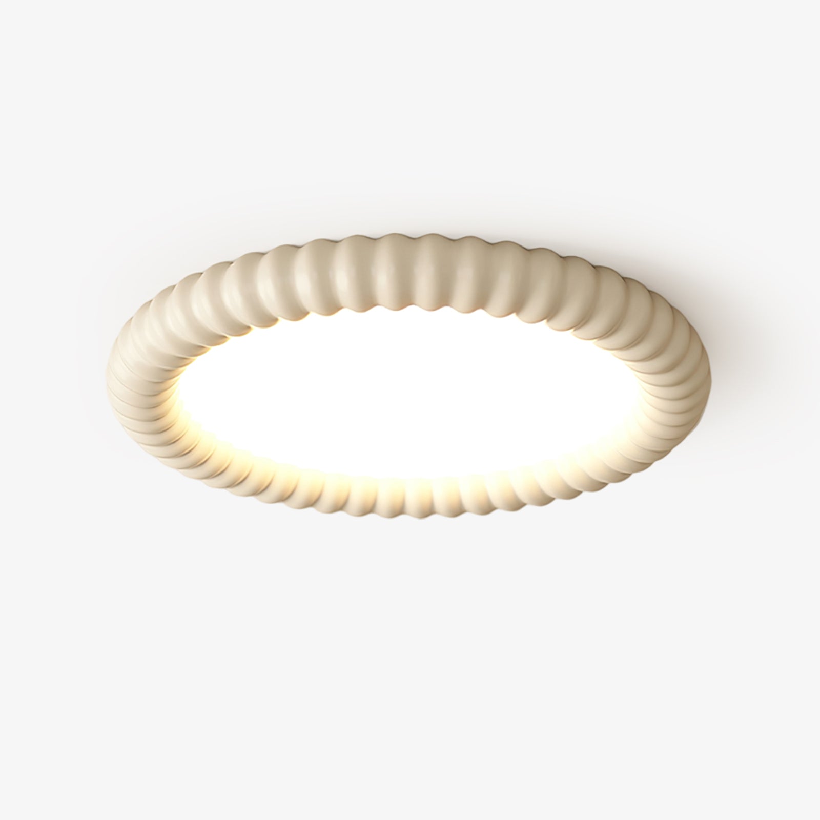 Ripple Ribbed Halo LED Ceiling Light Modern Textured Resin Flush Mount Fixture