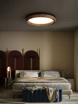 Modern Ripple Wood Integrated LED Ceiling Light Circular Flush Mount Fixture