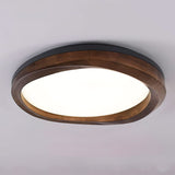 Modern Ripple Wood Integrated LED Ceiling Light Circular Flush Mount Fixture