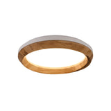 Modern Ripple Wood Integrated LED Ceiling Light Circular Flush Mount Fixture