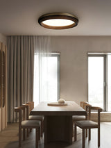 Modern Ripple Wood Integrated LED Ceiling Light Circular Flush Mount Fixture