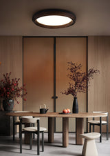 Modern Ripple Wood Integrated LED Ceiling Light Circular Flush Mount Fixture