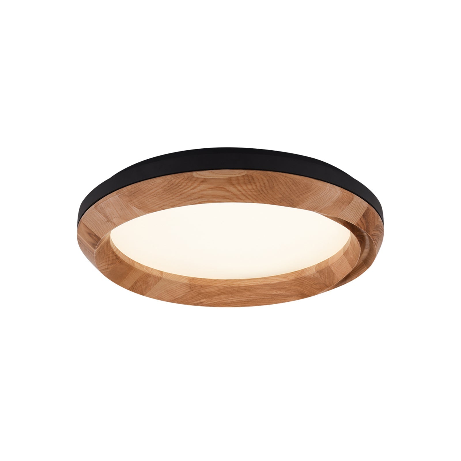 Modern Ripple Wood Integrated LED Ceiling Light Circular Flush Mount Fixture