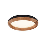 Modern Ripple Wood Integrated LED Ceiling Light Circular Flush Mount Fixture