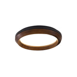 Modern Ripple Wood Integrated LED Ceiling Light Circular Flush Mount Fixture