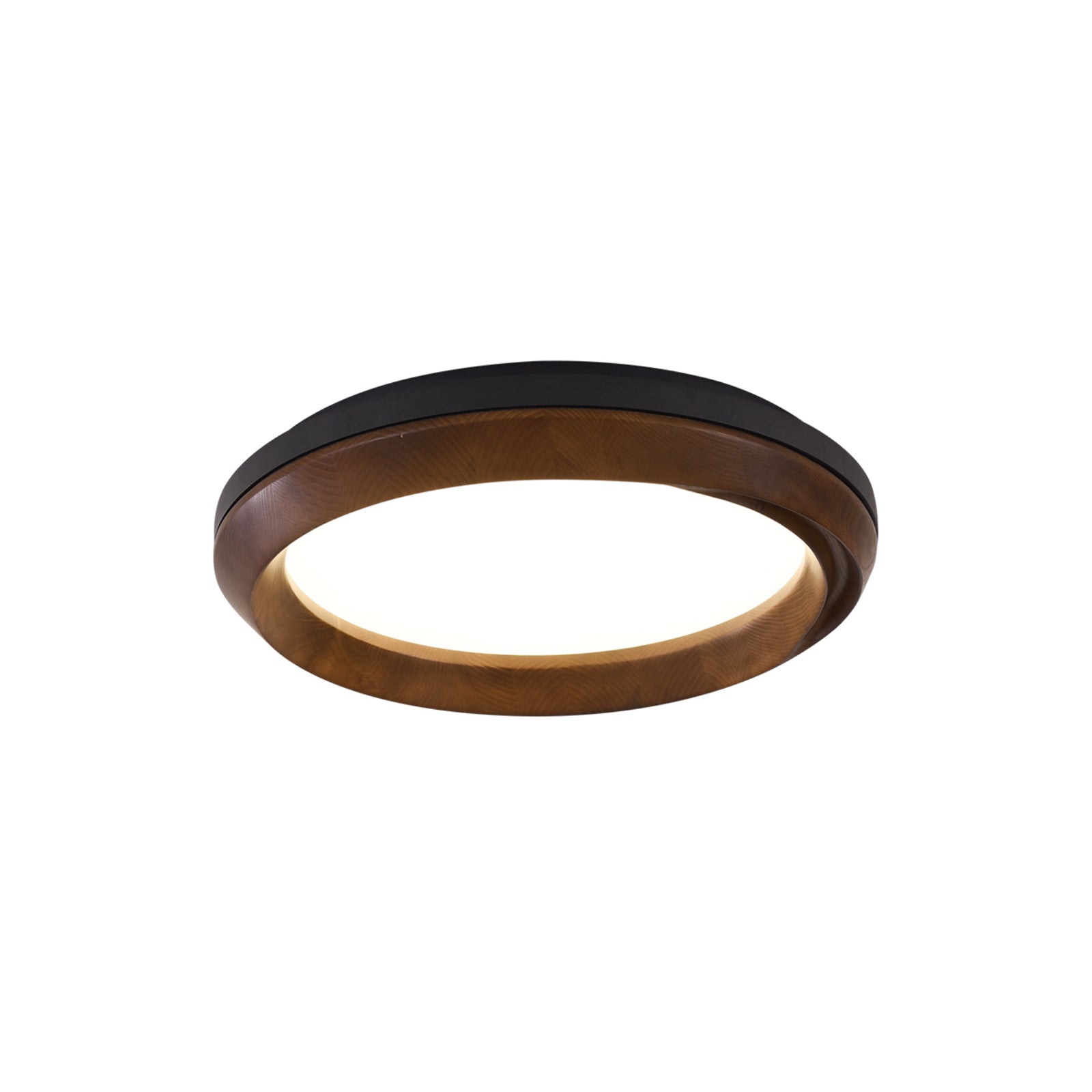 Modern Ripple Wood Integrated LED Ceiling Light Circular Flush Mount Fixture
