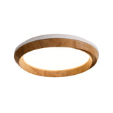 Modern Ripple Wood Integrated LED Ceiling Light Circular Flush Mount Fixture
