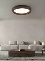 Modern Ripple Wood Integrated LED Ceiling Light Circular Flush Mount Fixture