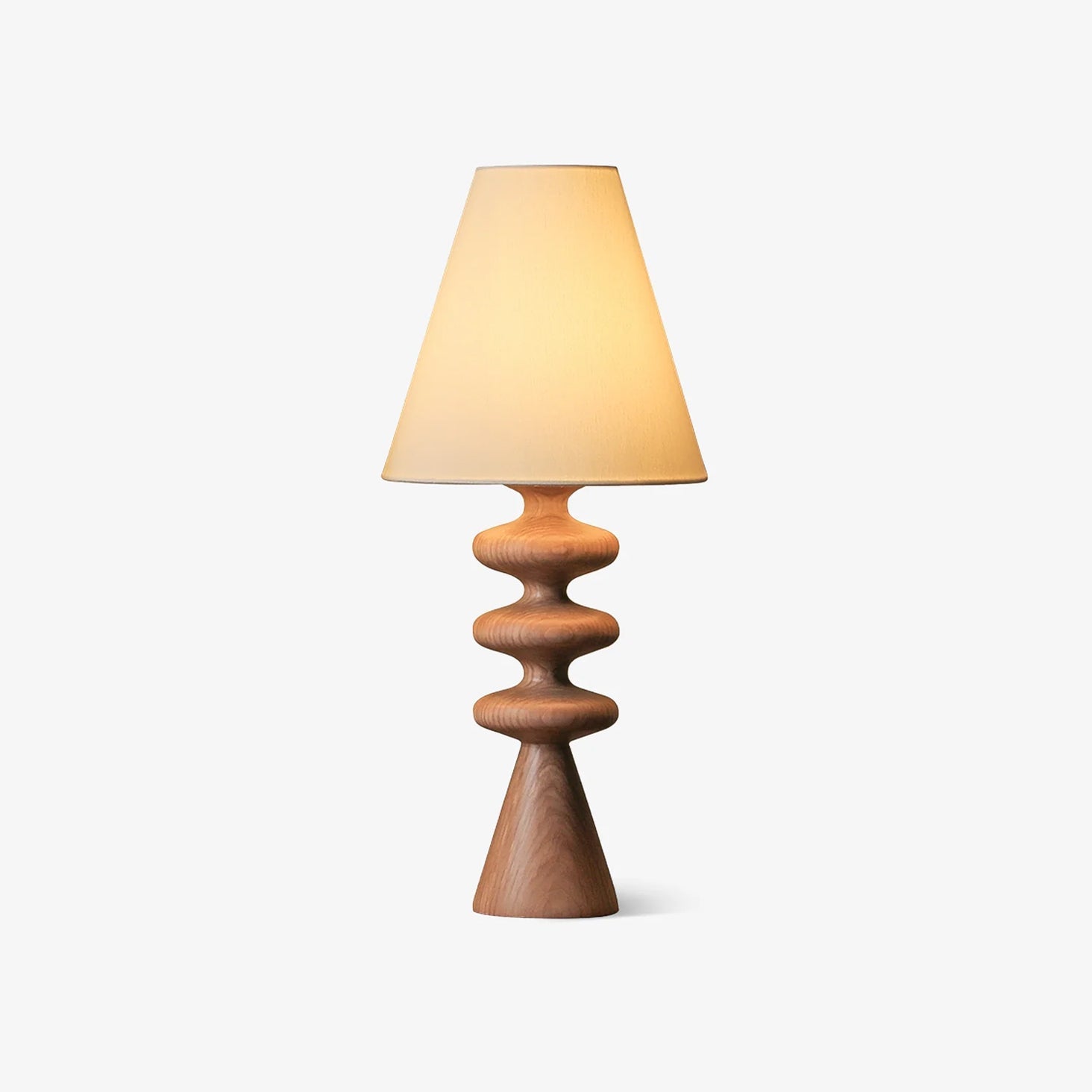 Ripple Wood Accent Table Lamp with Fabric Shade and Sculpted Base for Home Decor