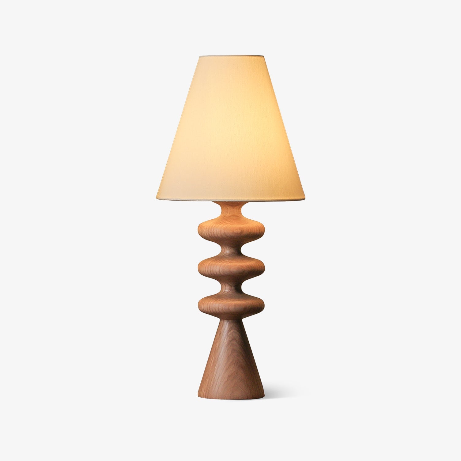 Ripple Wood Accent Table Lamp with Fabric Shade and Sculpted Base for Home Decor