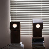 Portable Teak Totem Geometric Table Lamp with Warm LED Ambient Lighting for Modern Home Decor
