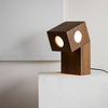Portable Teak Totem Geometric Table Lamp with Warm LED Ambient Lighting for Modern Home Decor