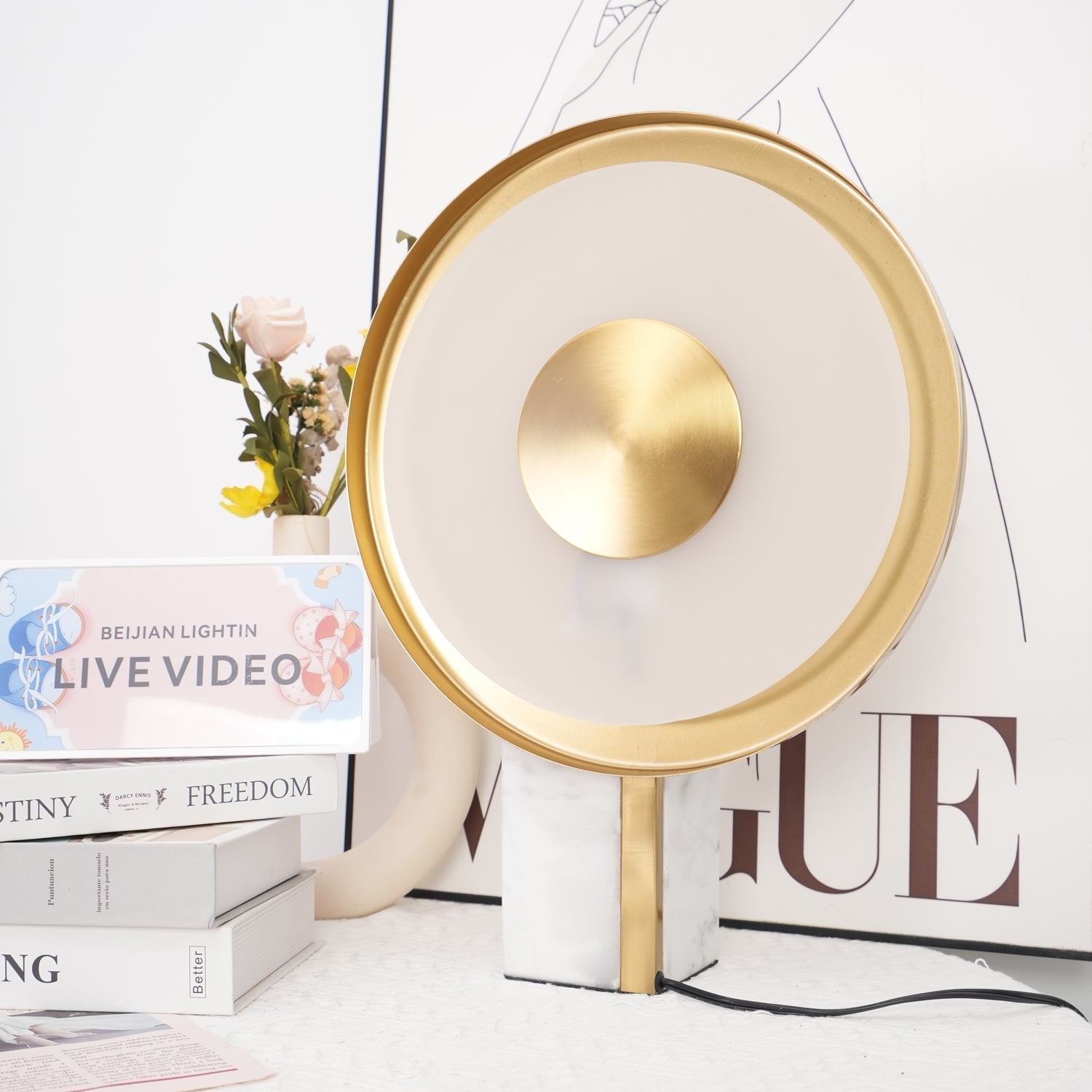 Modern Marble and Gold LED Table Lamp Luxury Desk Light for Bedroom and Living Room