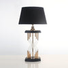Modern Hourglass Glass Tube Table Lamp with Black Fabric Shade and Gold Metal Base