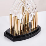Modern Hourglass Glass Tube Table Lamp with Black Fabric Shade and Gold Metal Base