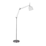 Rocker Adjustable Modern Floor Lamp with Chrome Body and White Fabric Drum Shade