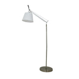 Rocker Adjustable Modern Floor Lamp with Chrome Body and White Fabric Drum Shade
