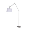 Rocker Adjustable Modern Floor Lamp with Chrome Body and White Fabric Drum Shade