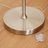 Rocker Adjustable Modern Floor Lamp with Chrome Body and White Fabric Drum Shade