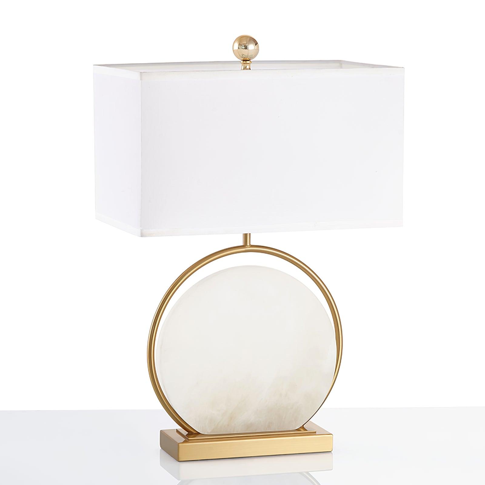 Elegant Roma Alabaster Stone Table Lamp with Gold Finish and White Fabric Shade
