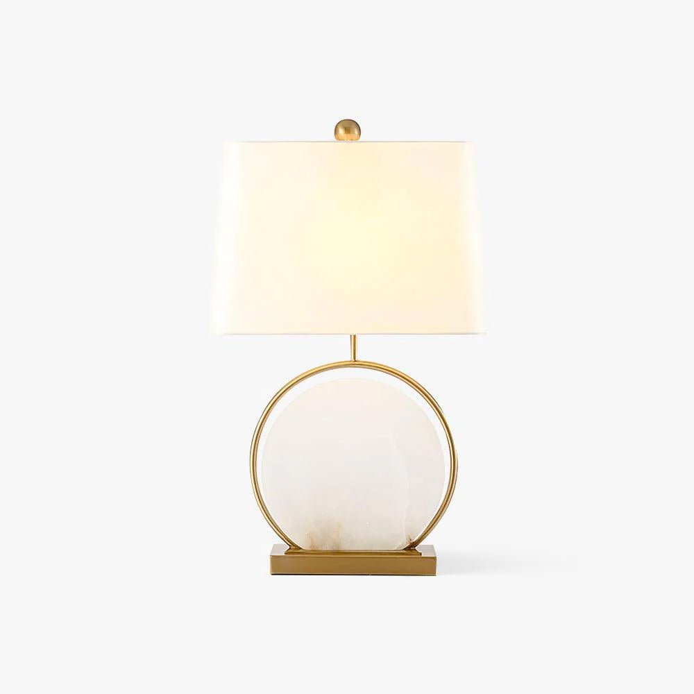 Elegant Roma Alabaster Stone Table Lamp with Gold Finish and White Fabric Shade