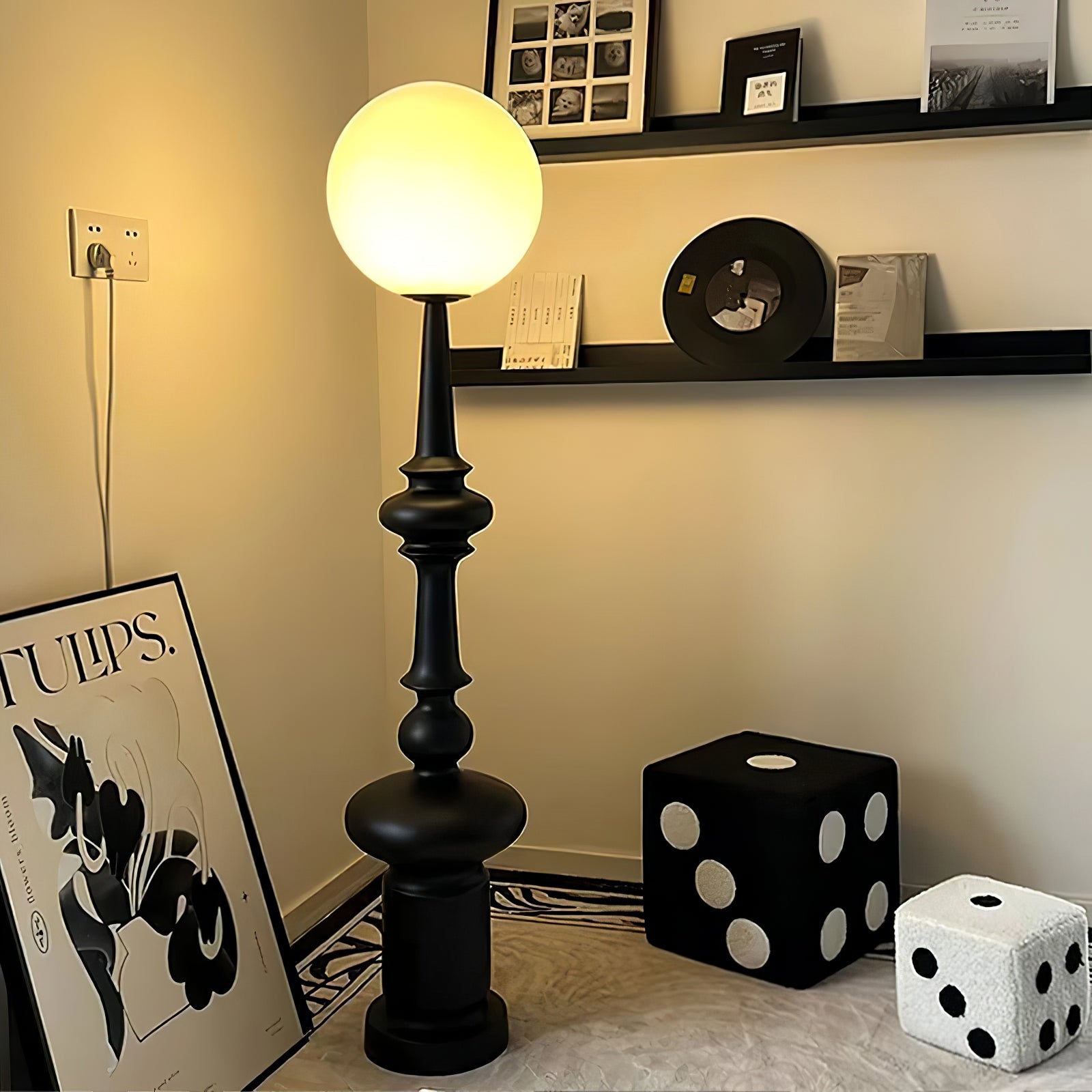 Roman Column Ambient Floor Lamp Classical Resin Standing Light for Living Room Bedroom