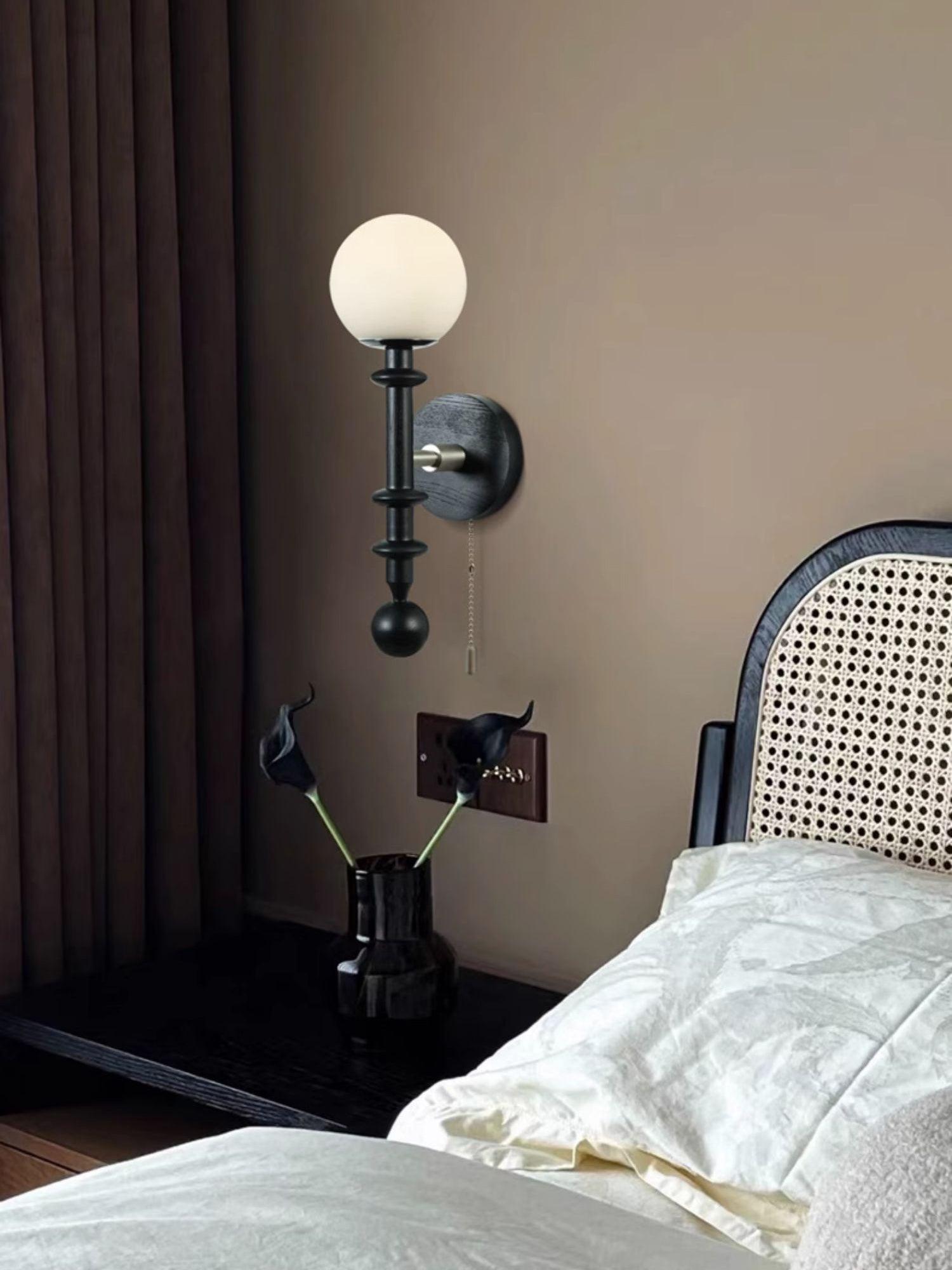vintage-roman-column-wall-sconce-with-walnut-wood-accents-and-glass-shade-for-indoor-lighting