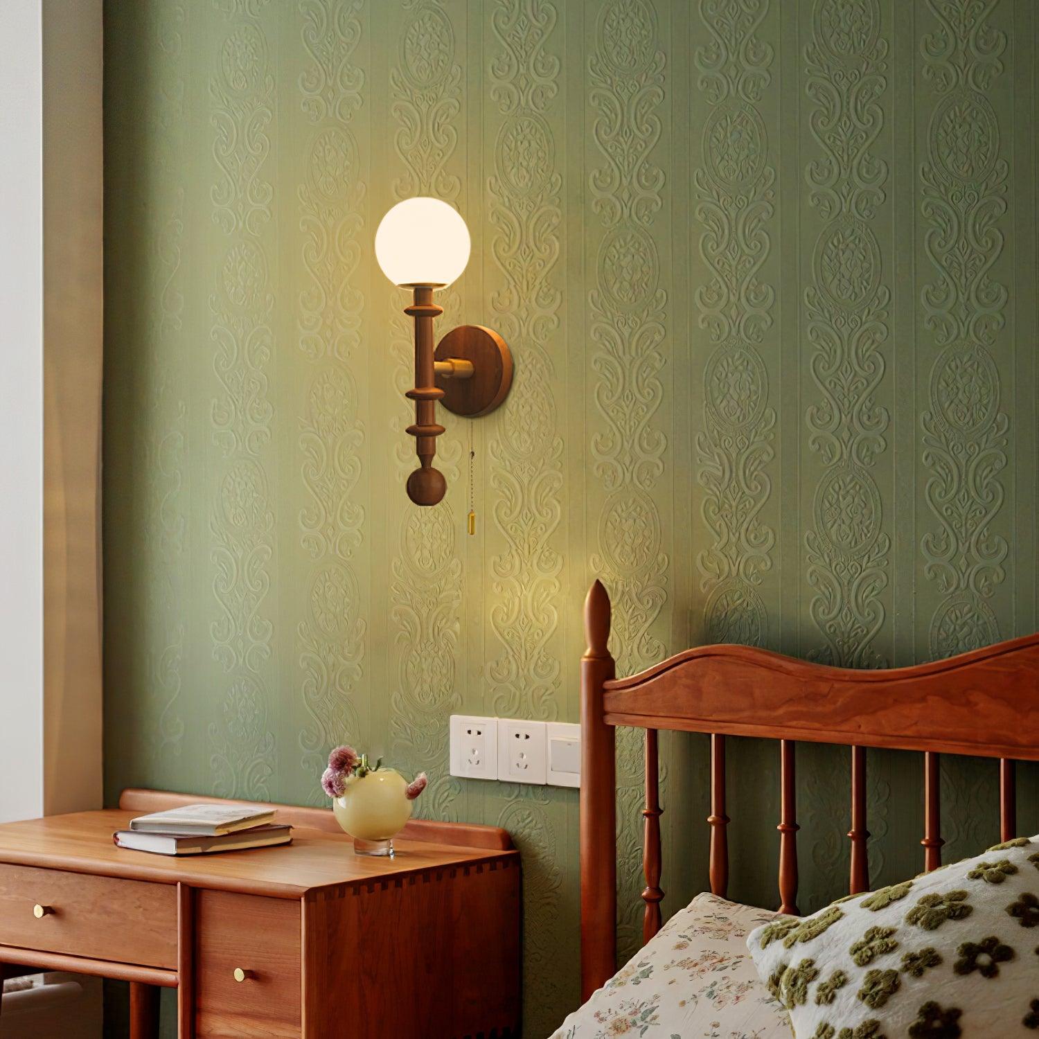 vintage-roman-column-wall-sconce-with-walnut-wood-accents-and-glass-shade-for-indoor-lighting