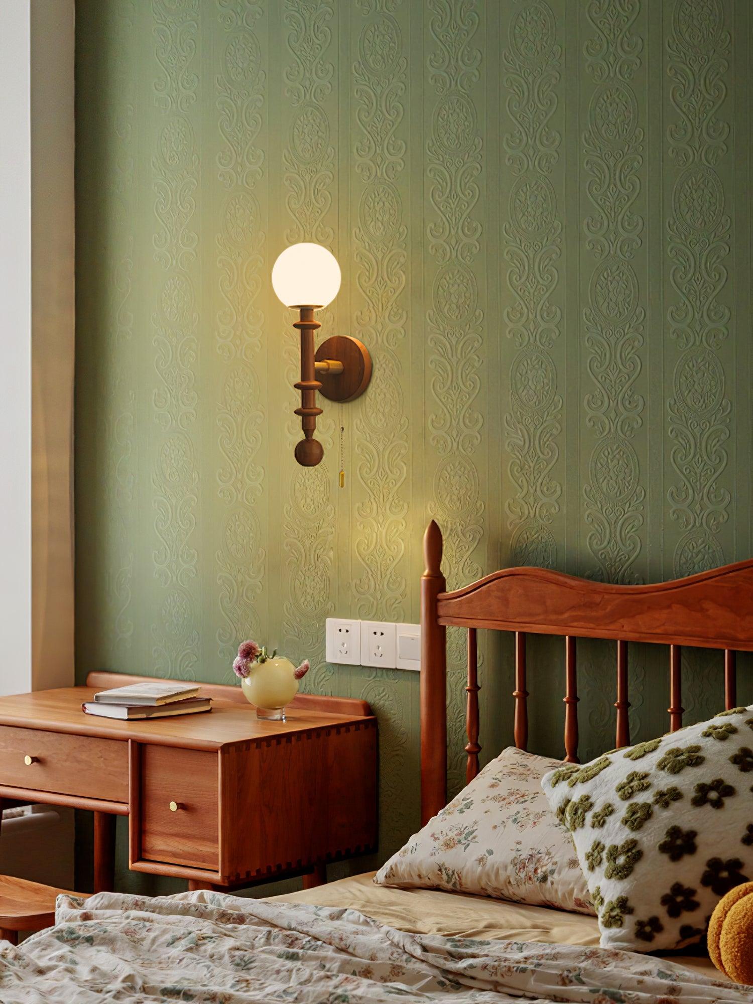 vintage-roman-column-wall-sconce-with-walnut-wood-accents-and-glass-shade-for-indoor-lighting
