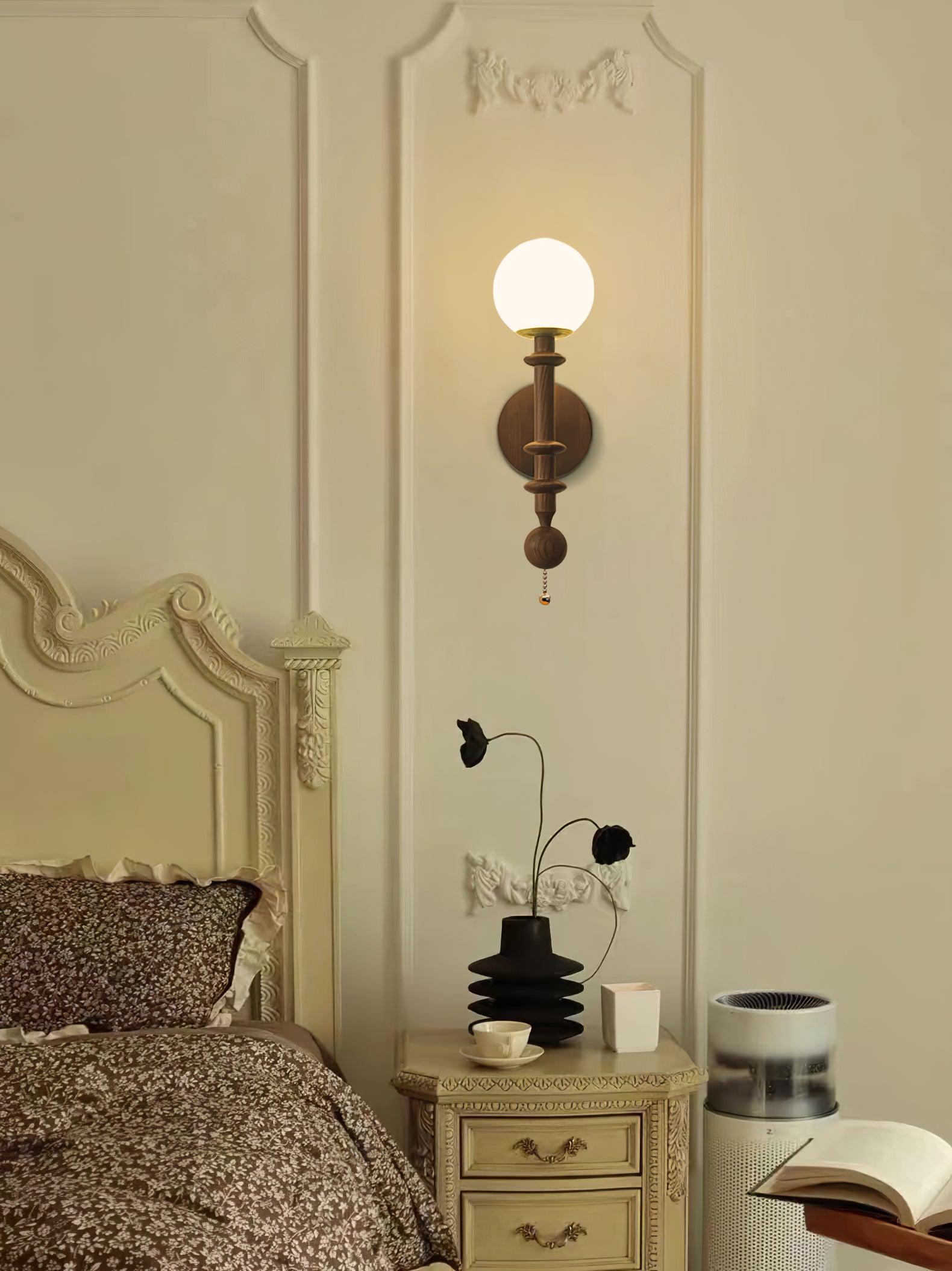 vintage-roman-column-wall-sconce-with-walnut-wood-accents-and-glass-shade-for-indoor-lighting