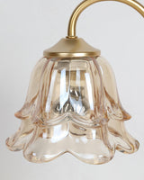Romantic Amber Glass Candle Warmer Table Lamp with Walnut Wood Base for Home Decor