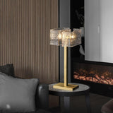 Roosevelt Modern Gold Brass Table Lamp with Clear Glass Shade and Minimalist Design