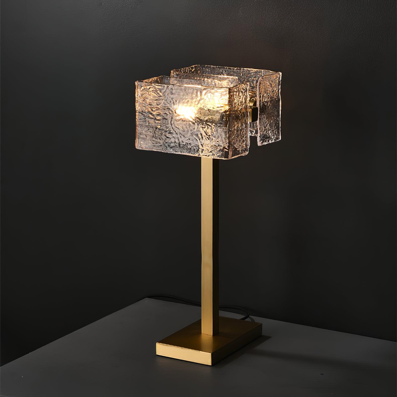 Roosevelt Modern Gold Brass Table Lamp with Clear Glass Shade and Minimalist Design