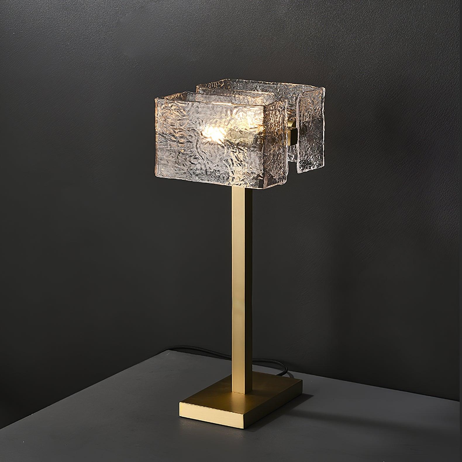 Roosevelt Modern Gold Brass Table Lamp with Clear Glass Shade and Minimalist Design