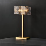 Roosevelt Modern Gold Brass Table Lamp with Clear Glass Shade and Minimalist Design