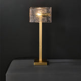 Roosevelt Modern Gold Brass Table Lamp with Clear Glass Shade and Minimalist Design