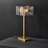 Roosevelt Modern Gold Brass Table Lamp with Clear Glass Shade and Minimalist Design
