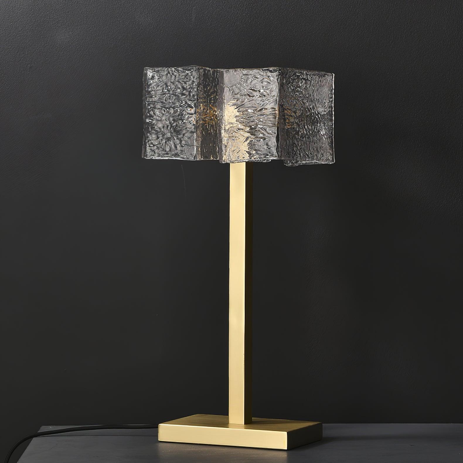 Roosevelt Modern Gold Brass Table Lamp with Clear Glass Shade and Minimalist Design