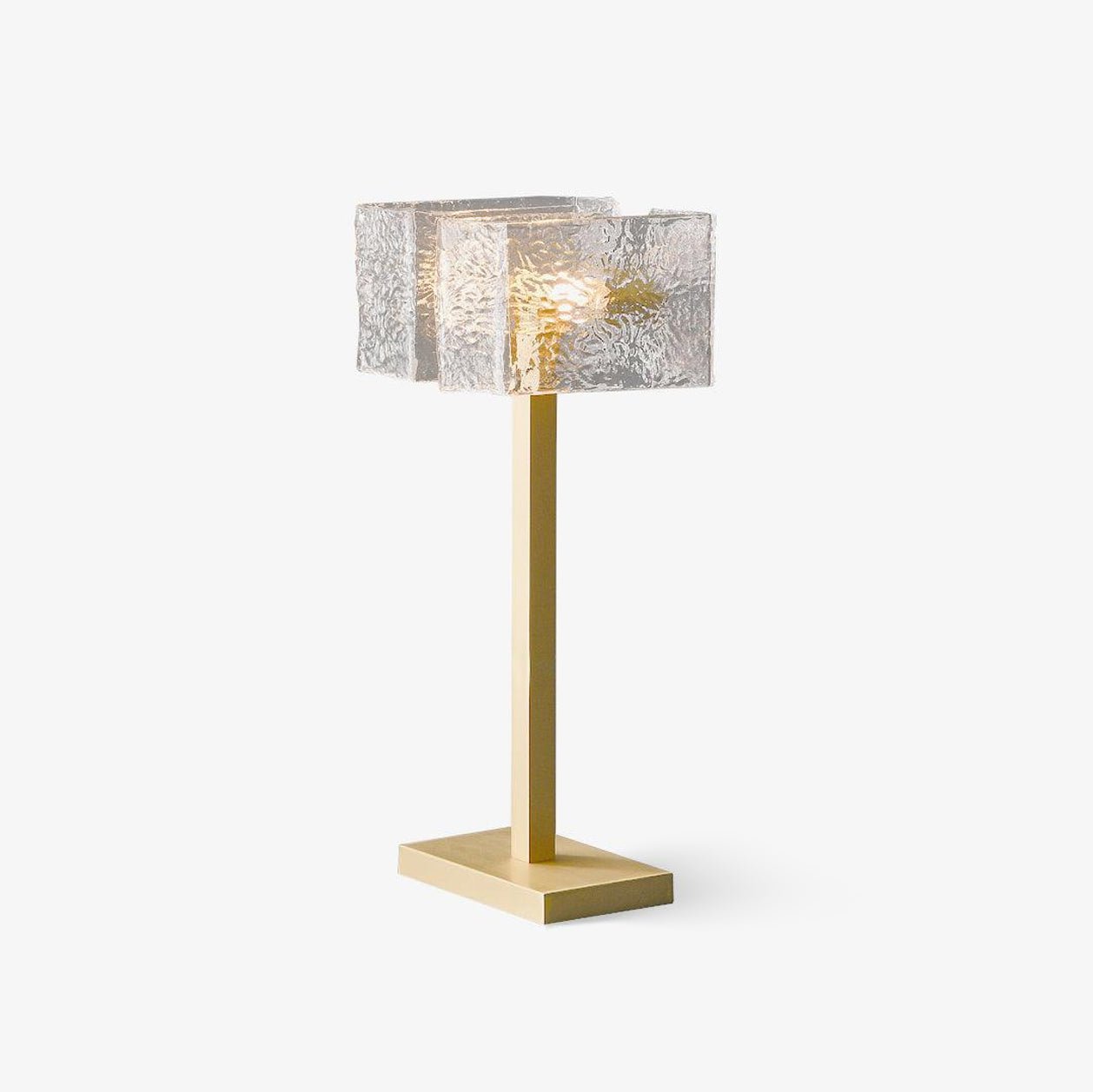 Roosevelt Modern Gold Brass Table Lamp with Clear Glass Shade and Minimalist Design