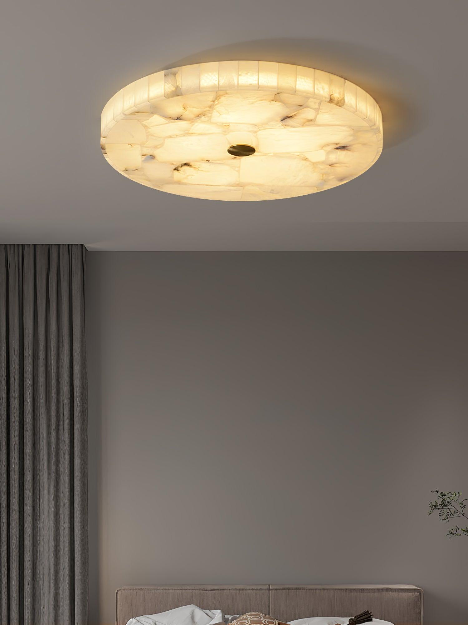 Modern Round Alabaster LED Ceiling Lamp Luxury Natural Stone Flush Mount Light
