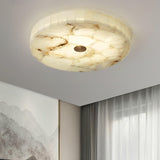 Modern Round Alabaster LED Ceiling Lamp Luxury Natural Stone Flush Mount Light