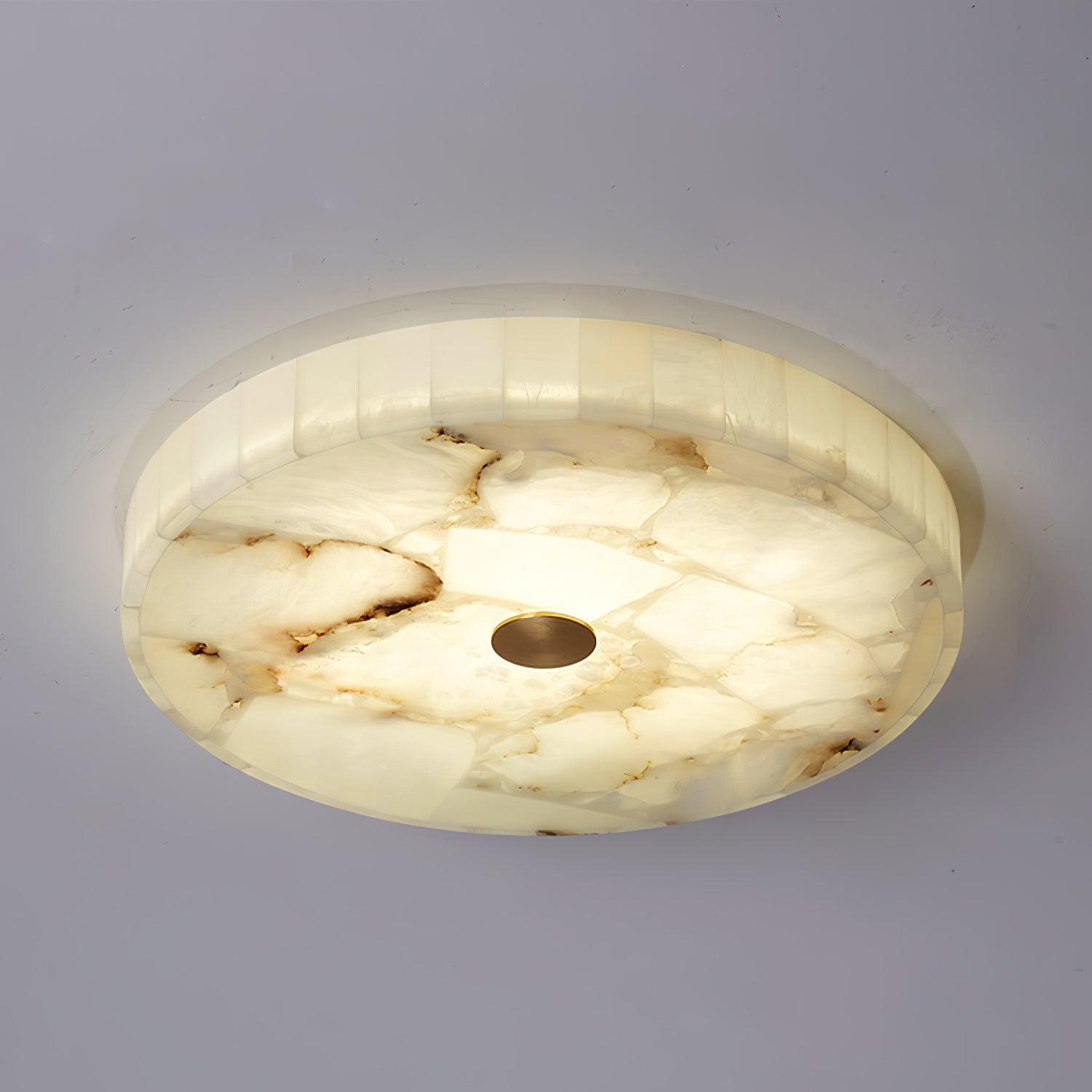 Modern Round Alabaster LED Ceiling Lamp Luxury Natural Stone Flush Mount Light