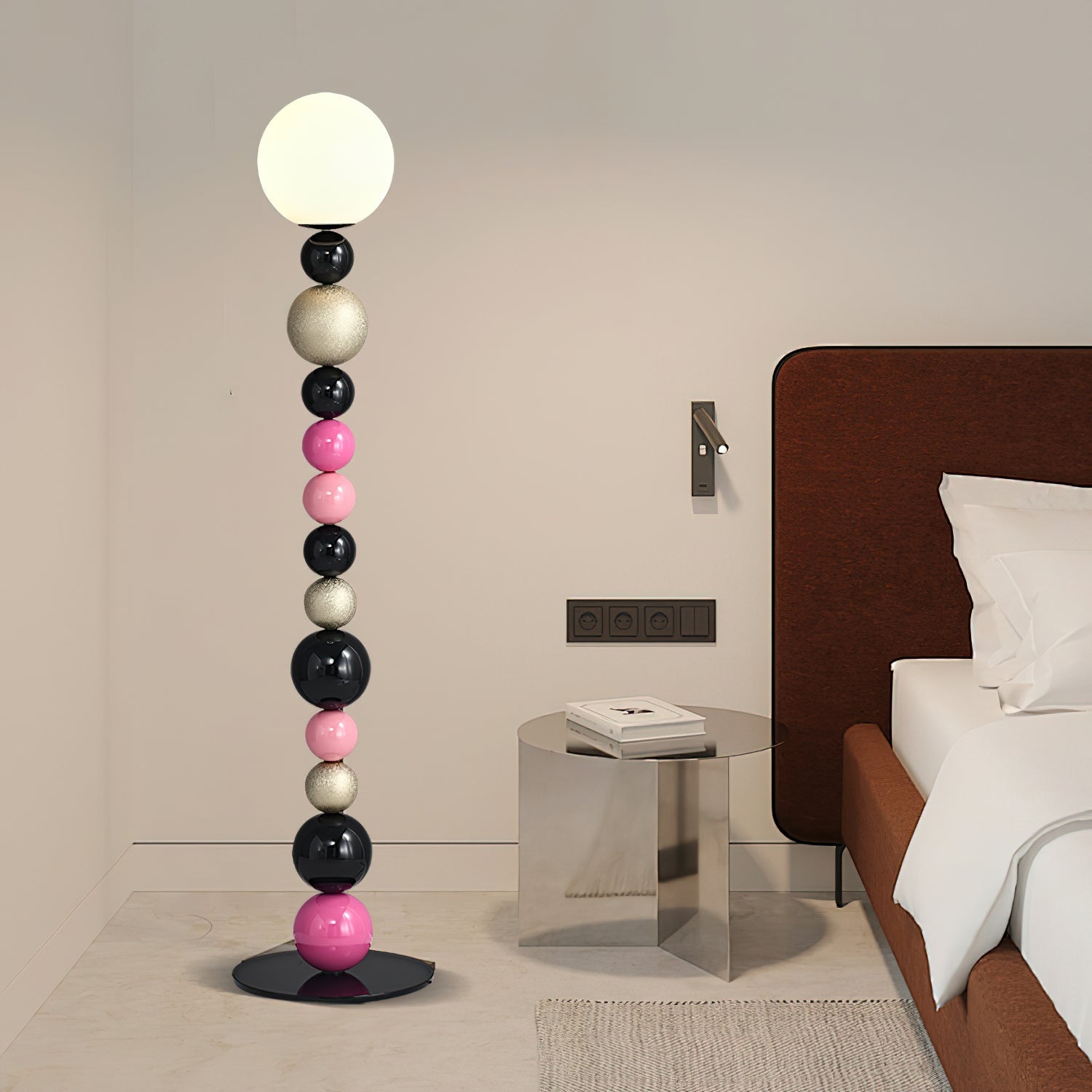 Modern Round Ball Stacking Floor Lamp with Spherical Glass Shades and Metal Base