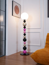 Modern Round Ball Stacking Floor Lamp with Spherical Glass Shades and Metal Base