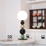 Modern Stacked Sphere Glass Table Lamp Contemporary Globe Accent Light for Bedside Decor