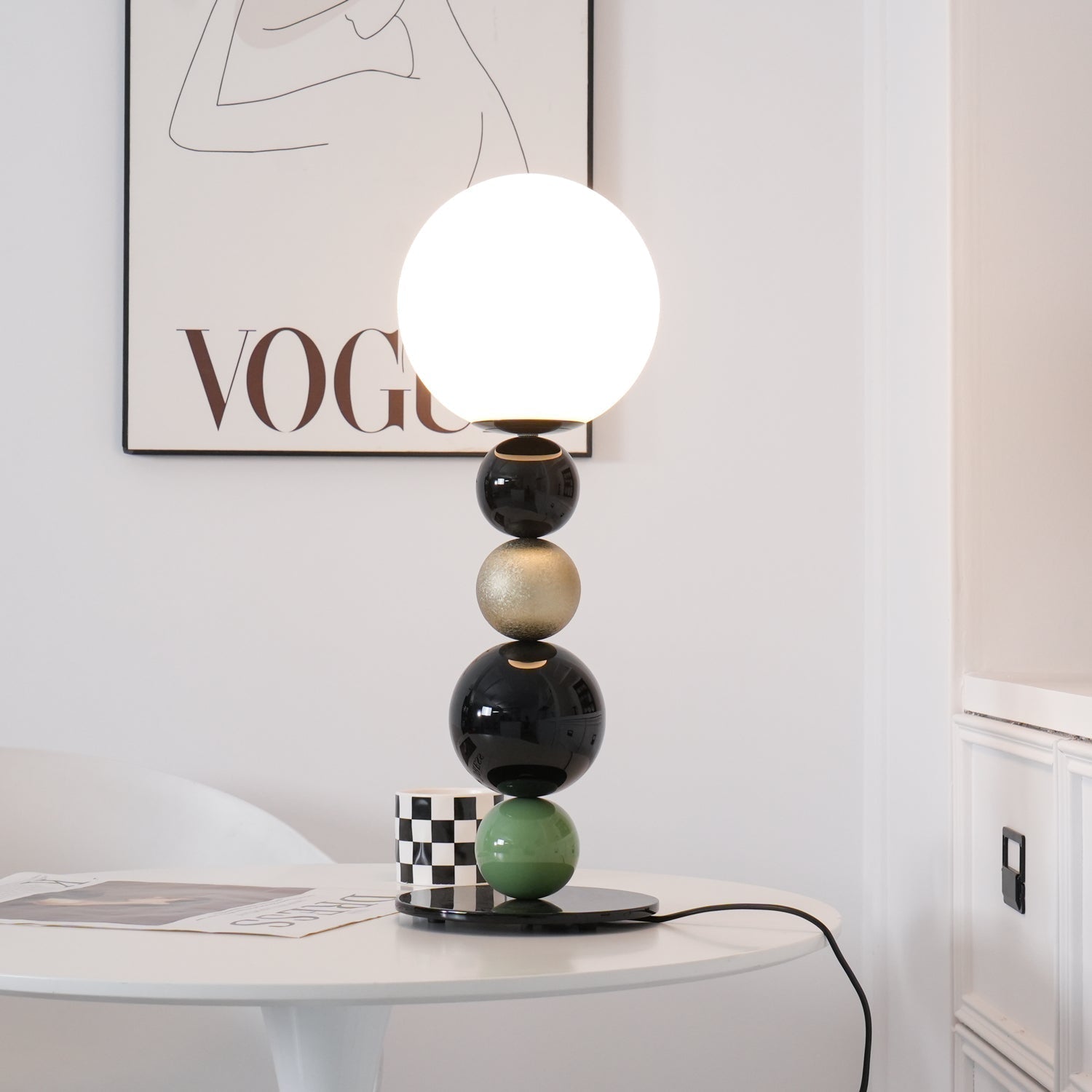 Modern Stacked Sphere Glass Table Lamp Contemporary Globe Accent Light for Bedside Decor