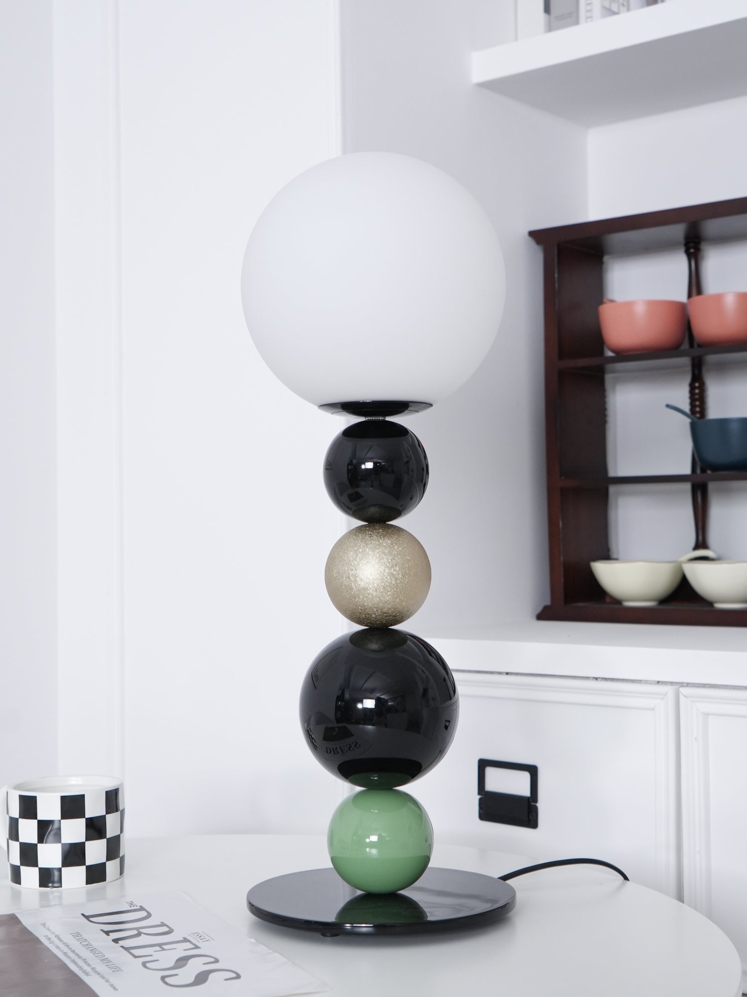 Modern Stacked Sphere Glass Table Lamp Contemporary Globe Accent Light for Bedside Decor